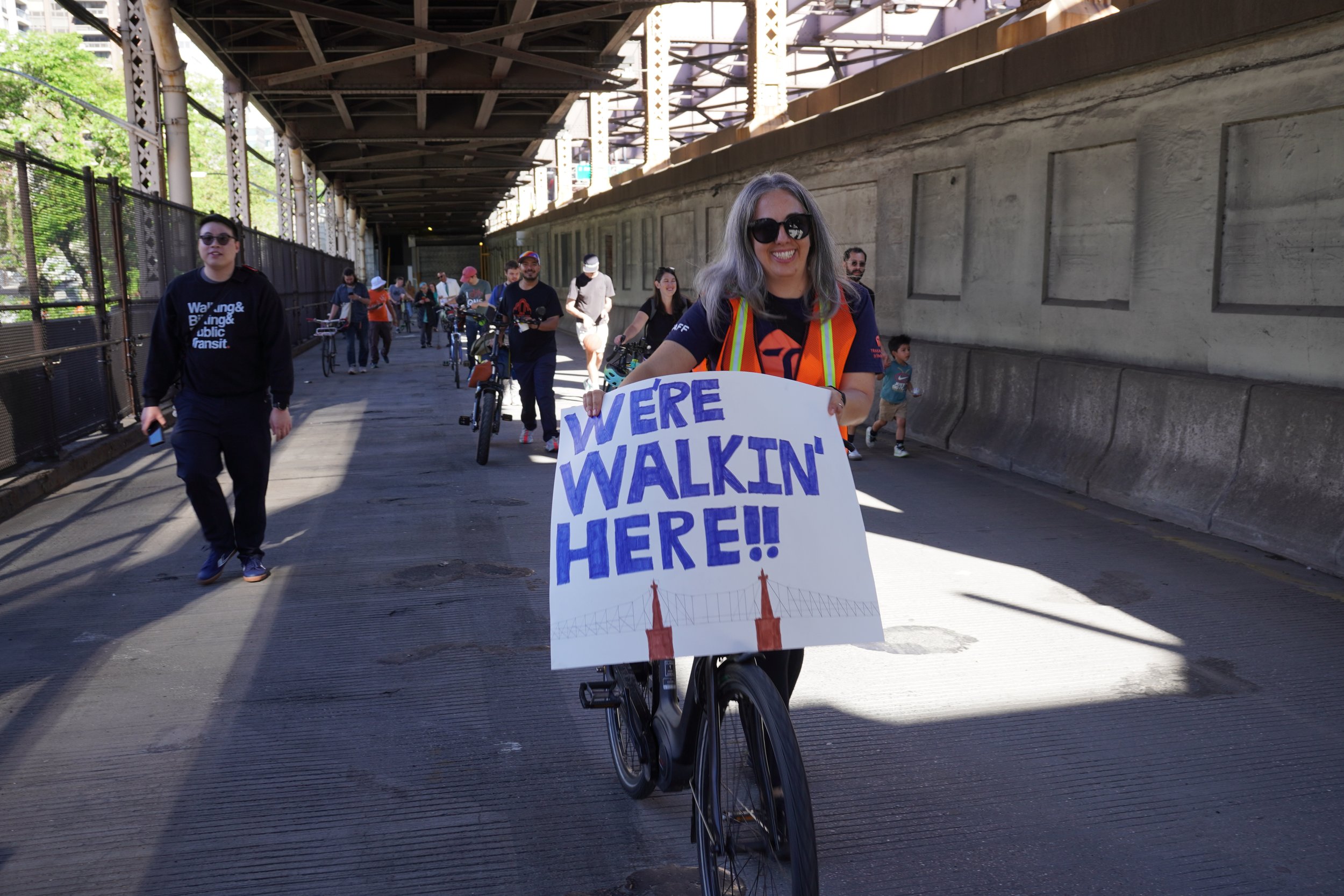 DOT Commissioner Rodriguez, Queens Borough President Richards, Senator Gonzalez, Council Member Won and Transportation Alternatives March Across Brand-New Queensboro Bridge Pedestrian Lane 